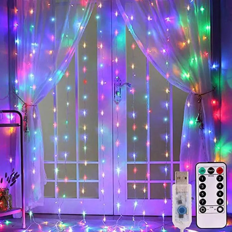 ✨ 8-Mode USB Curtain String Lights