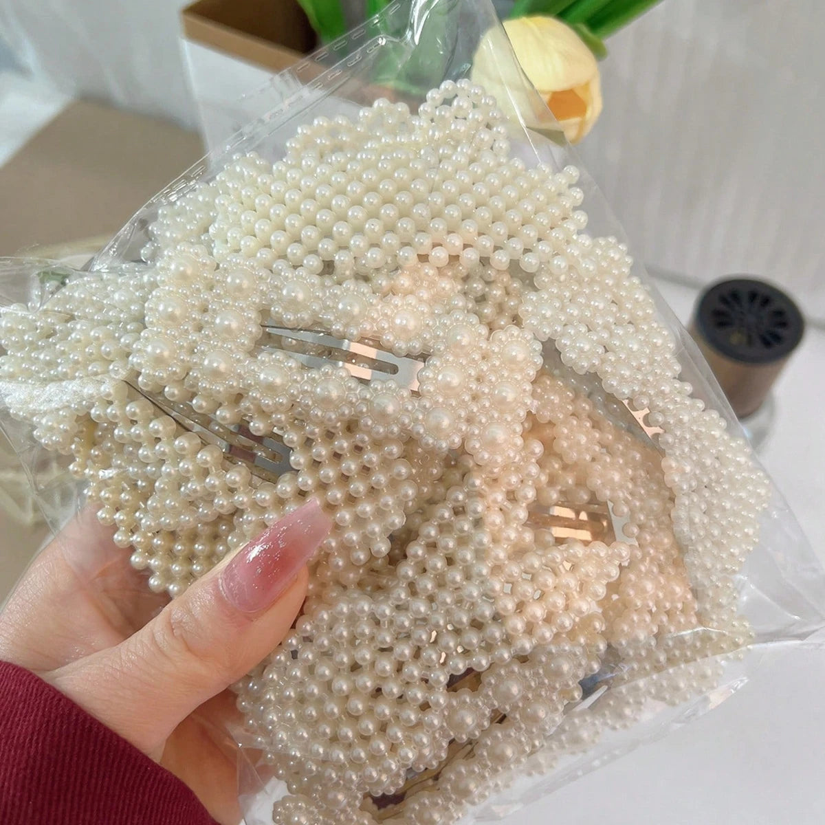 ✧ Pearl Bow Hair Clip Set