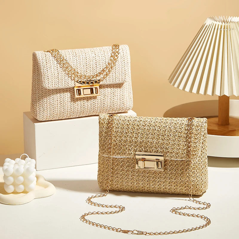 ♡ Woven Chain-Strap Shoulder Bag
