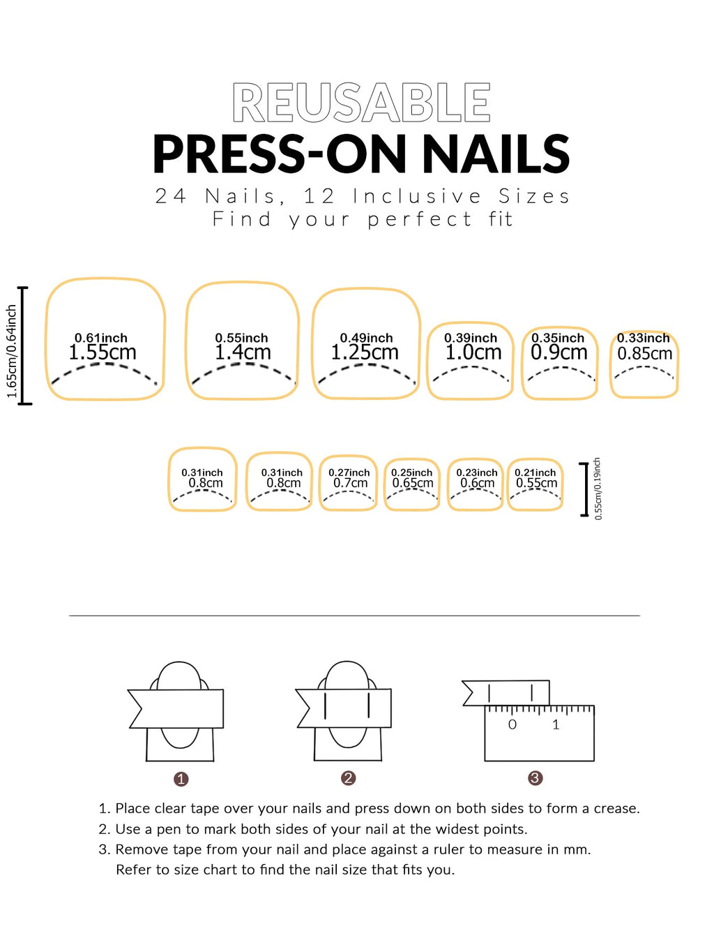♡ French-Style Finger & Toe Press-On Nails · 48 Pieces