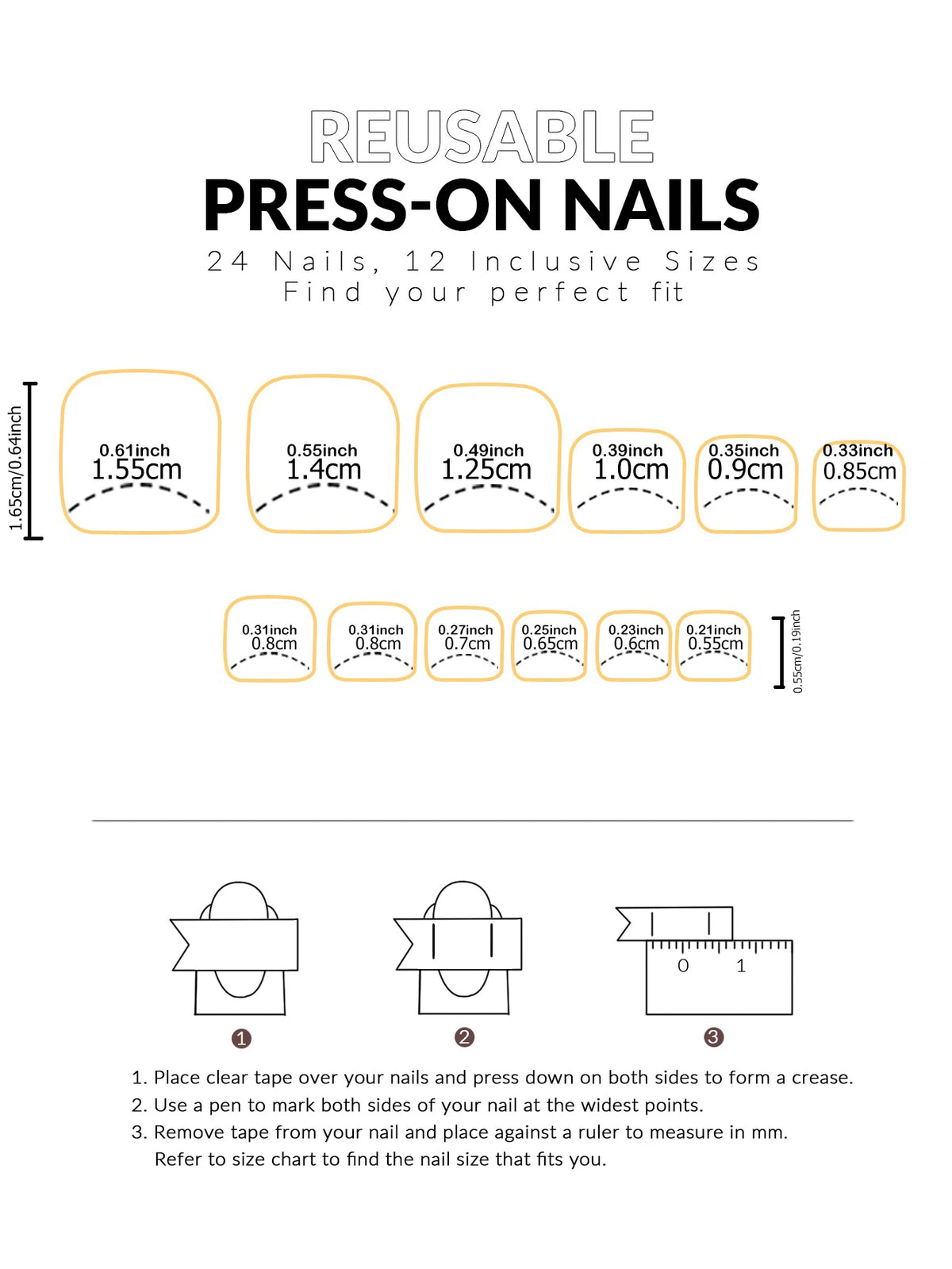 ♡ French-Style Finger & Toe Press-On Nails · 48 Pieces