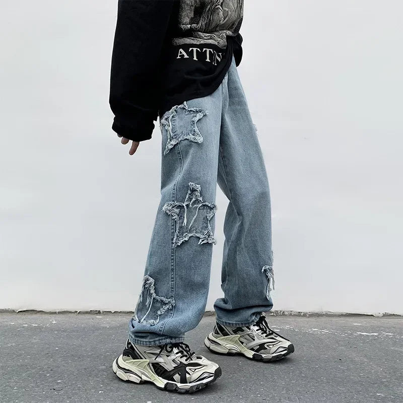 ☆ Star-Embroidered Men's Jeans