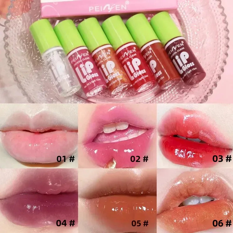 💄 6-Piece Glass Mirror Lip Gloss Set
