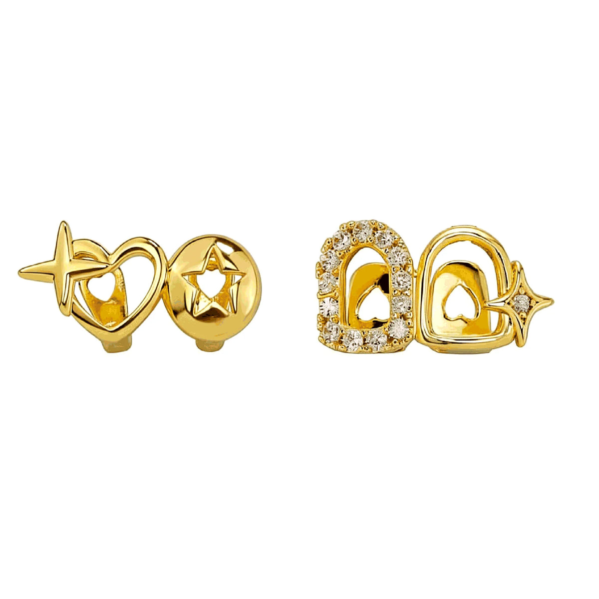 ♡ Silver-Tone Hollow Heart Tooth Caps