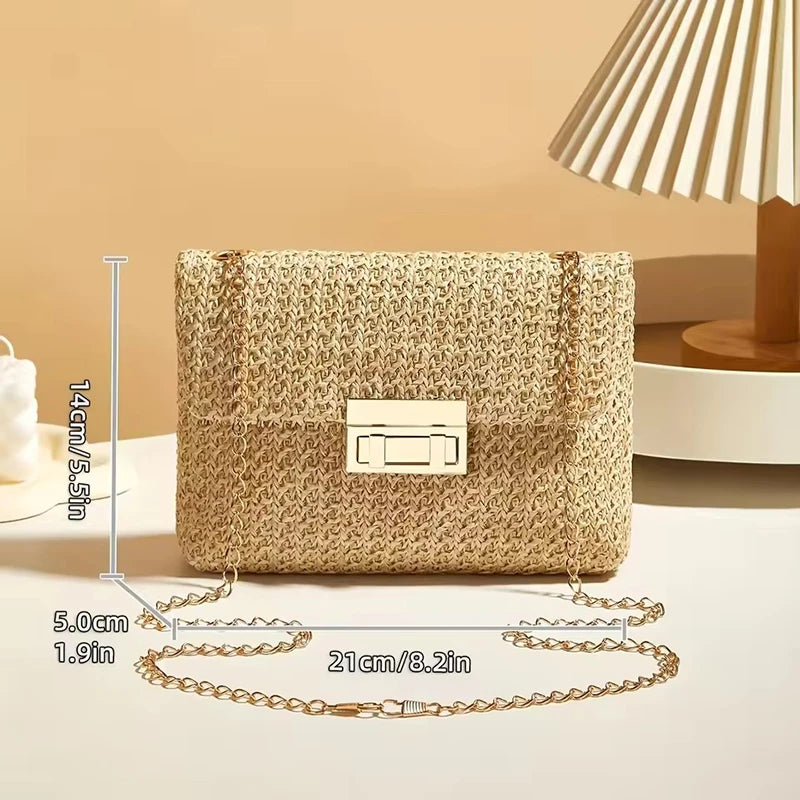 ♡ Woven Chain-Strap Shoulder Bag