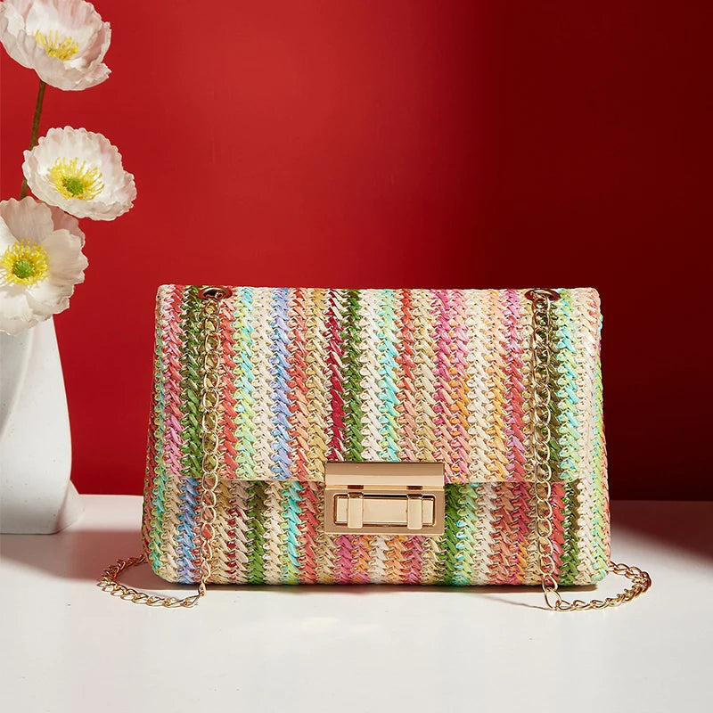 ♡ Woven Chain-Strap Shoulder Bag
