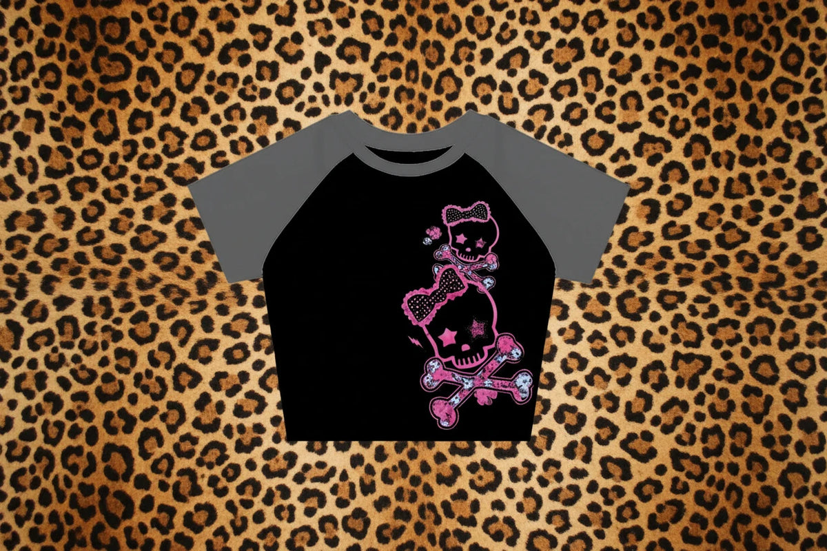 ☠ Skeleton Y2K Corset Crop Top