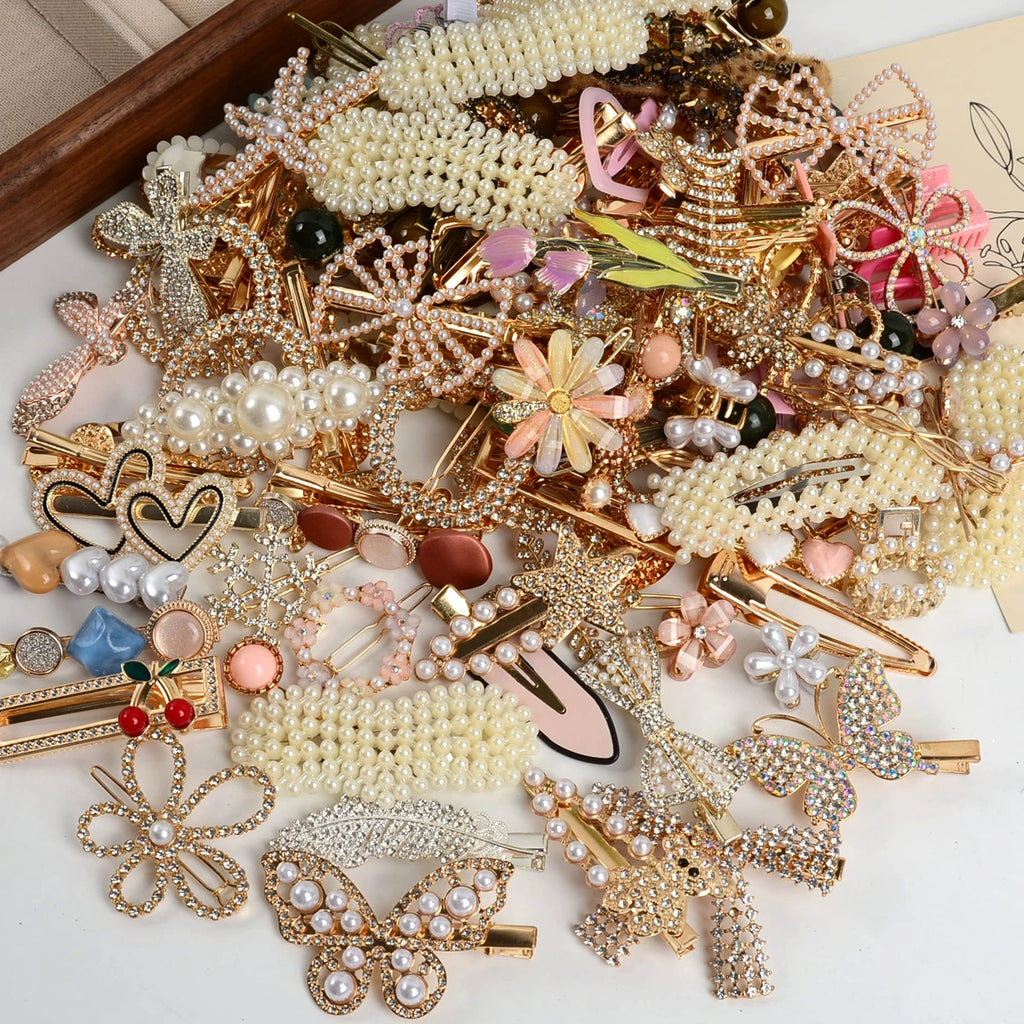 ✧ Pearl Bow Hair Clip Set
