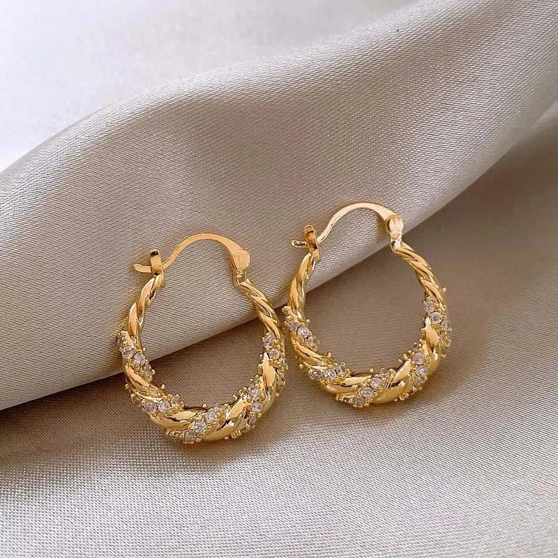 ⟡ Twisted Zircon Hoop Earrings
