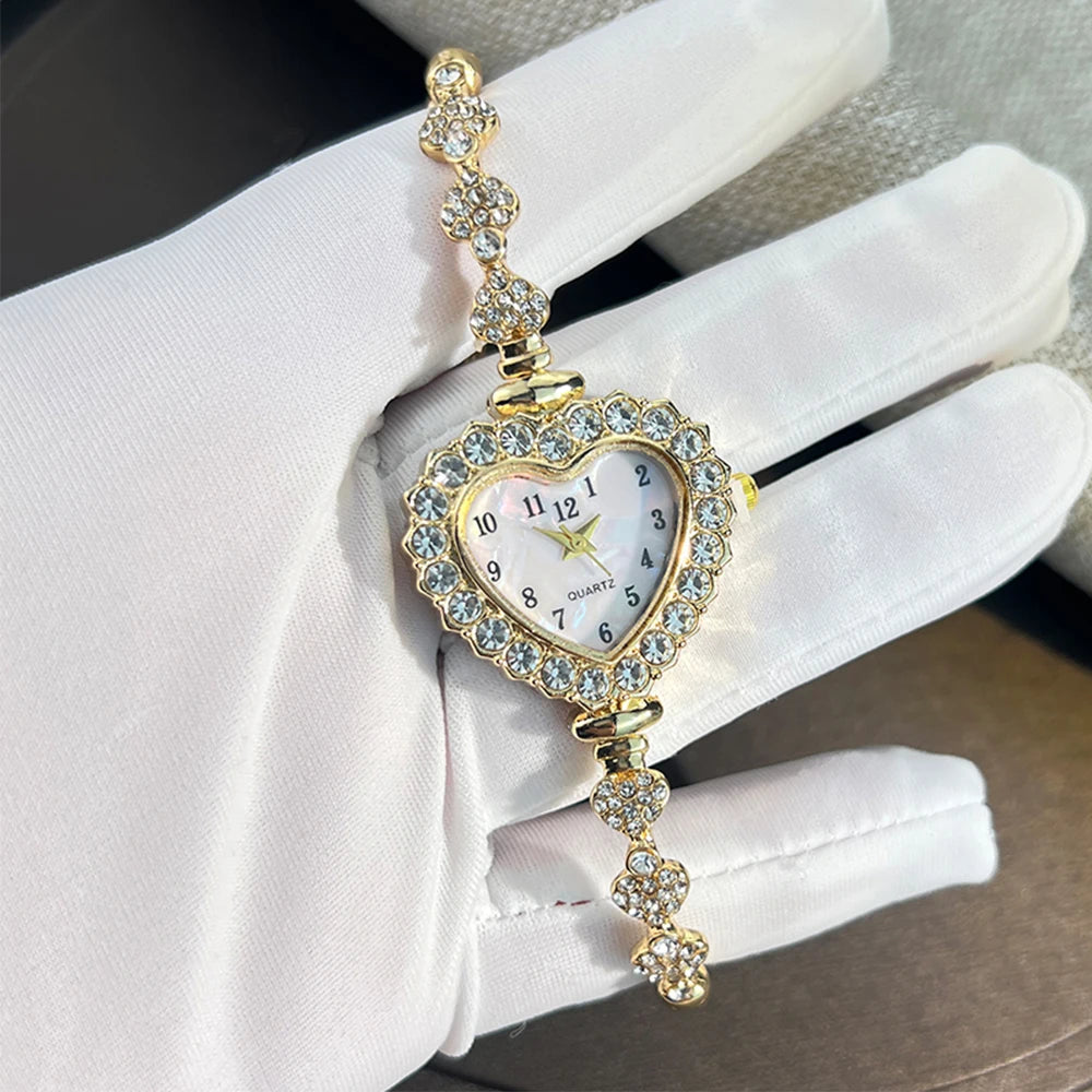 ♡ Heart-Shaped Rhinestone Watch