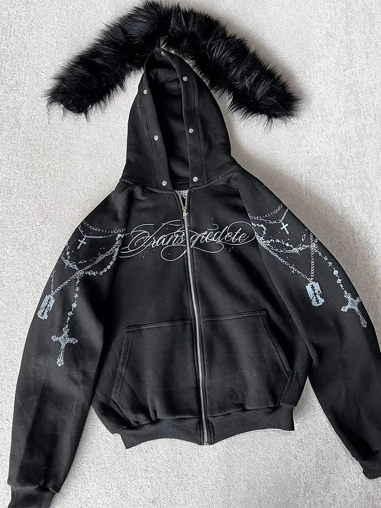 ☥ Gothic Cross Hooded Top