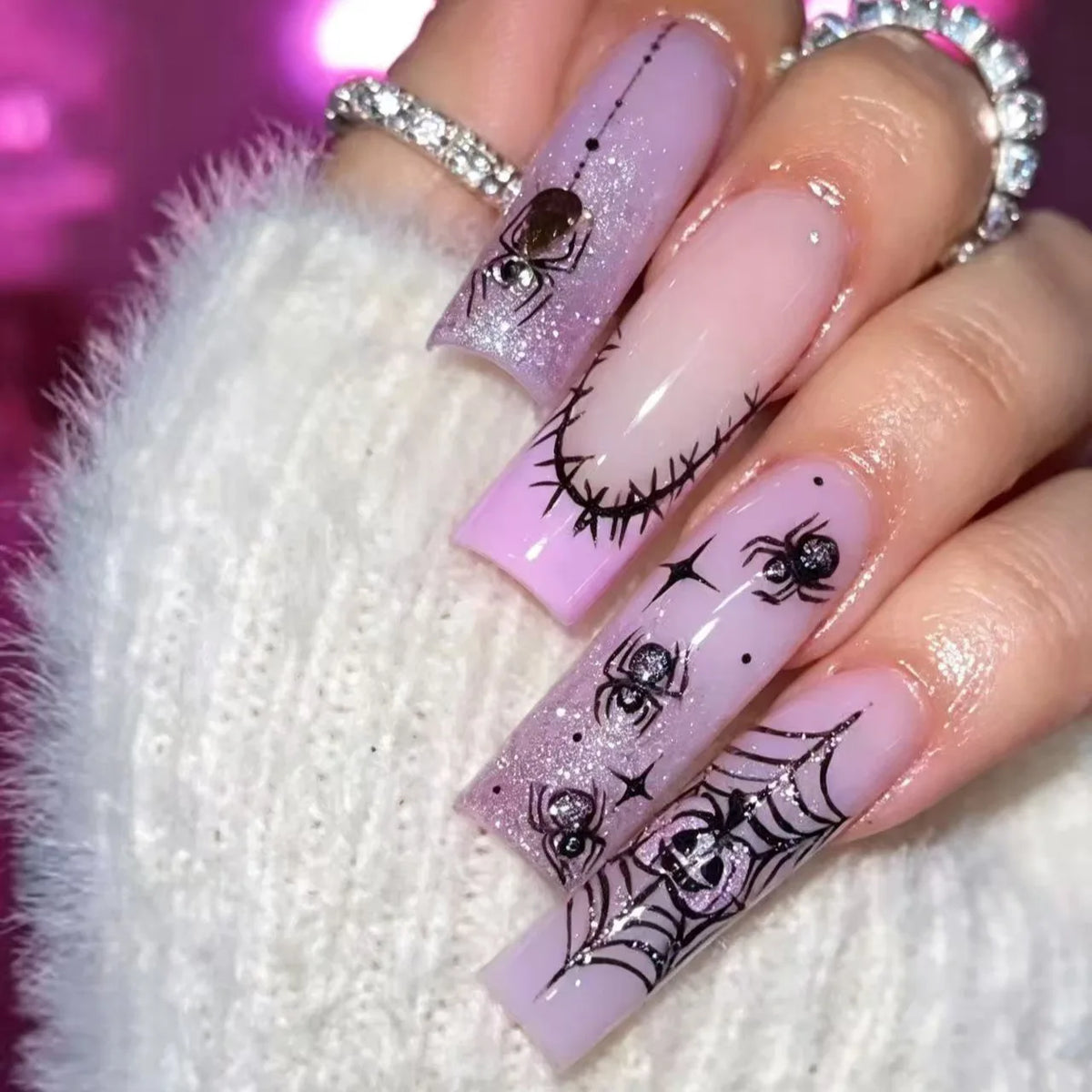 ♡ Glitter & Gothic Press-On Nails · 24 Pieces