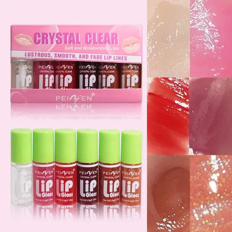 💄 6-Piece Glass Mirror Lip Gloss Set