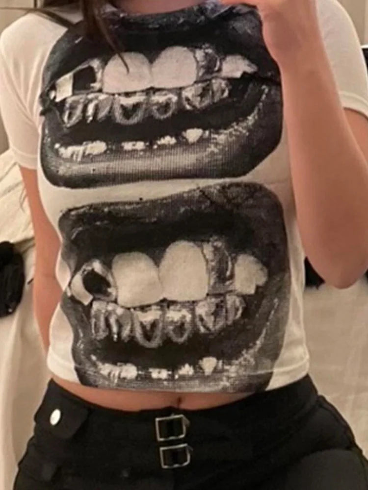 ♡ Y2K Gothic Baby Tee