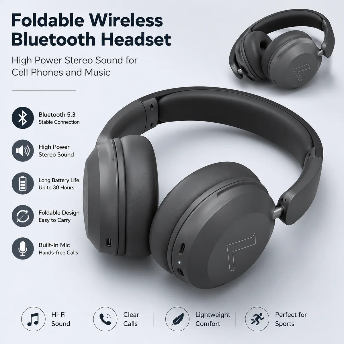 ⌁ Foldable Wireless & Wired Headphones