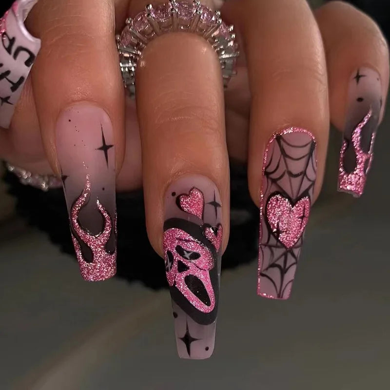 ♡ Glitter & Gothic Press-On Nails · 24 Pieces