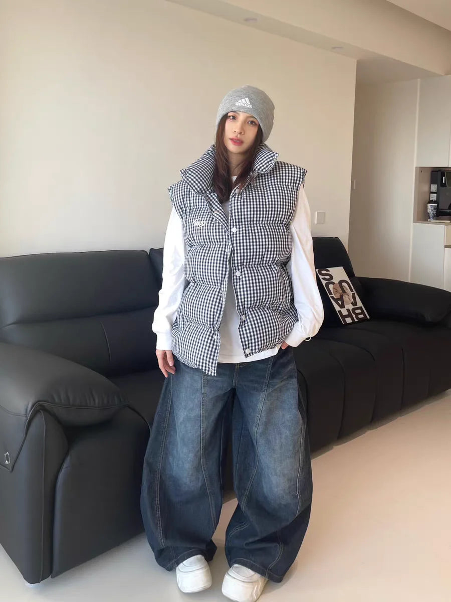 ⛓ Women's Blue Washed Wide-Leg Jeans