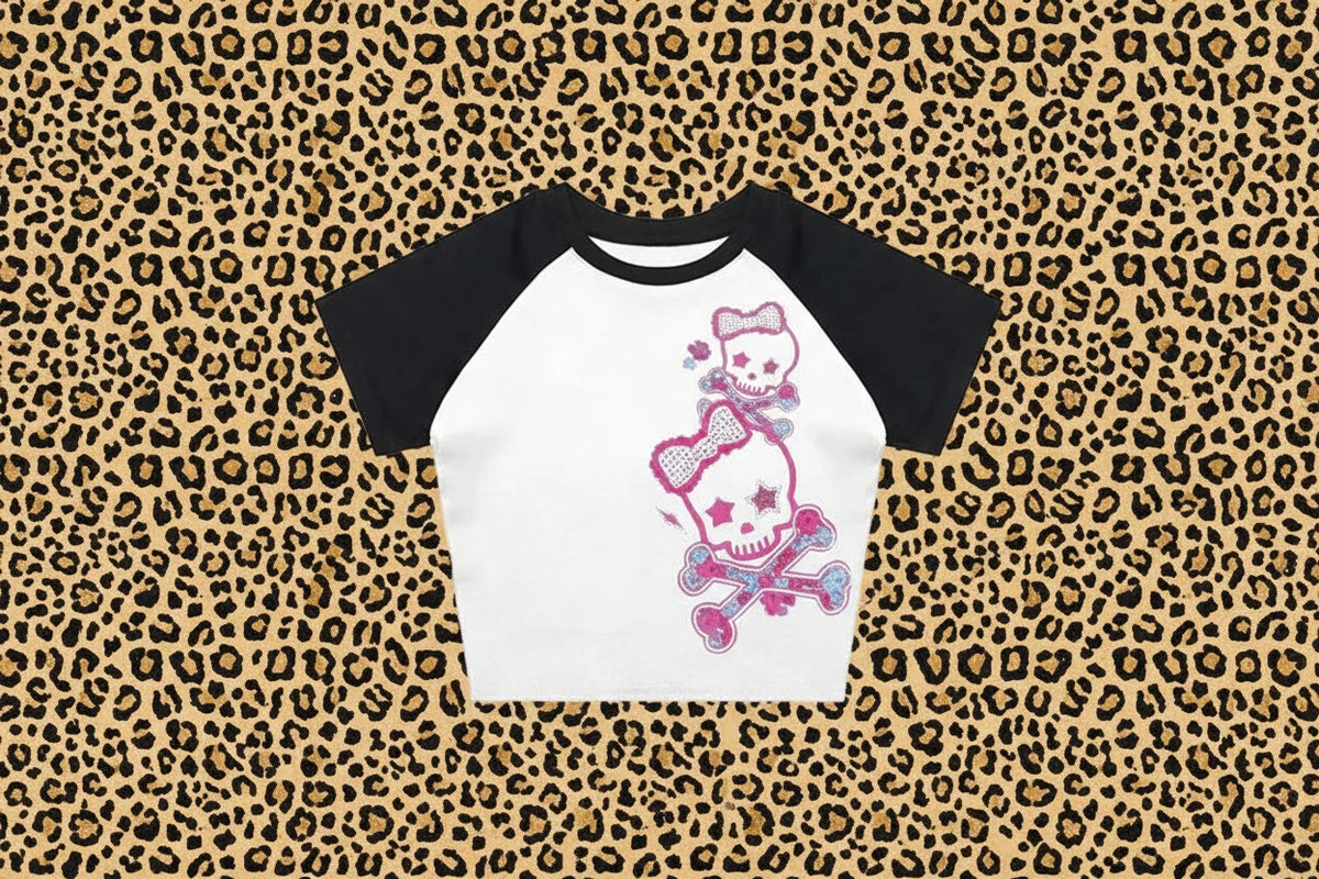 ☠ Skeleton Y2K Corset Crop Top