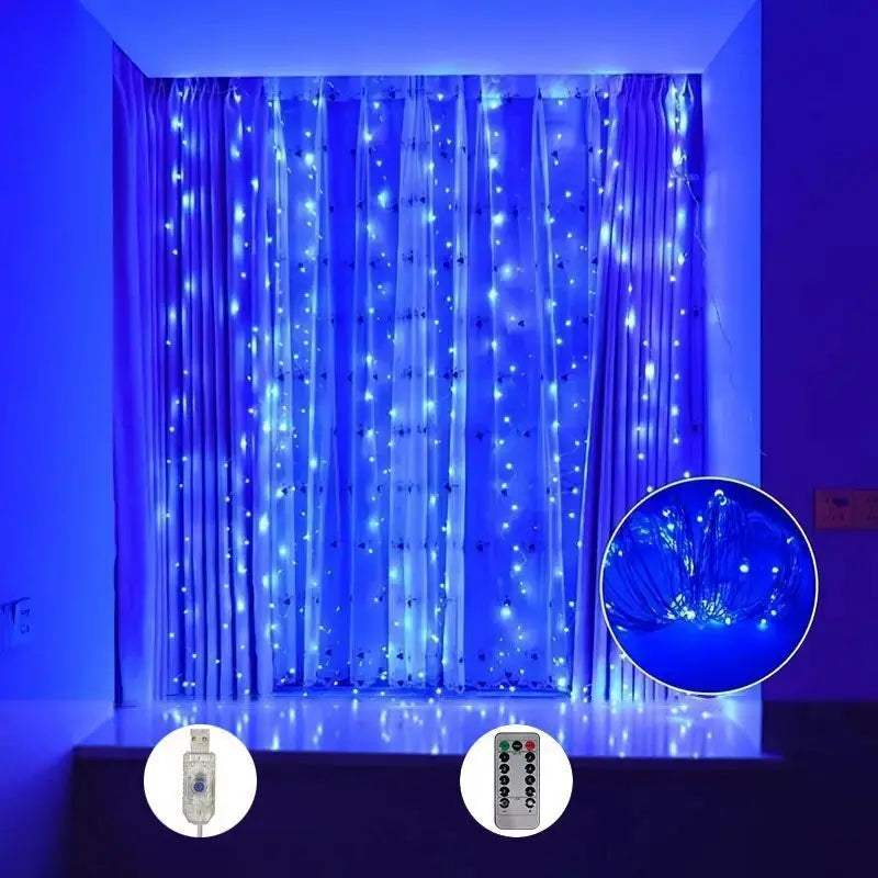 ✨ 8-Mode USB Curtain String Lights