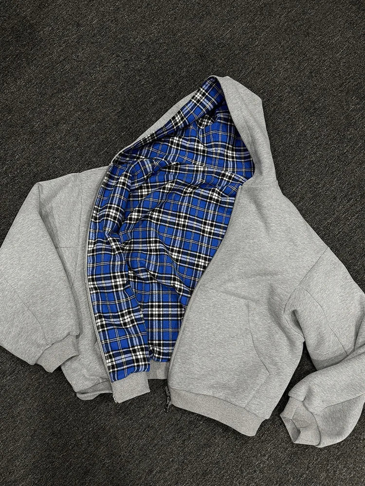 ✦ Women's Plaid Zip Hoodie
