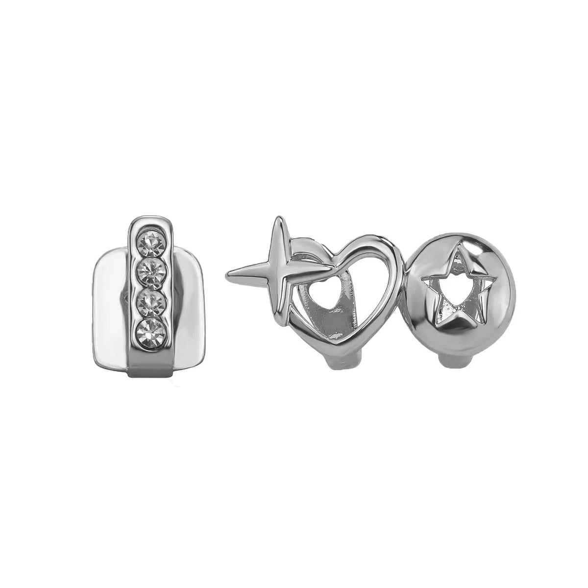 ♡ Silver-Tone Hollow Heart Tooth Caps
