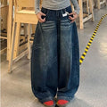⛓ Women's Blue Washed Wide-Leg Jeans