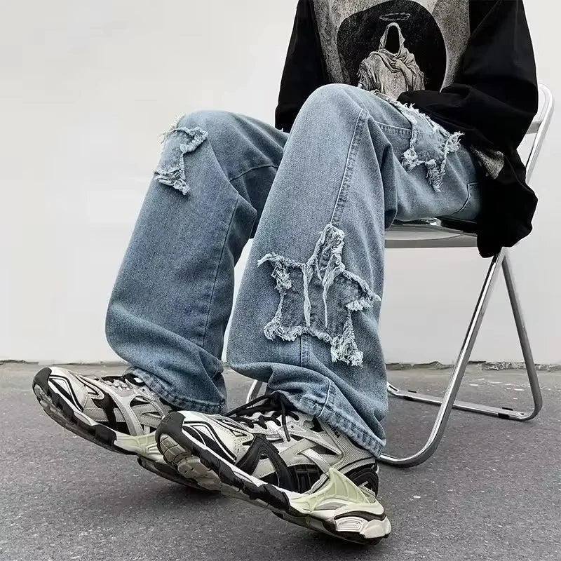 ☆ Star-Embroidered Men's Jeans