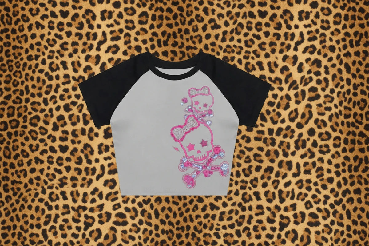☠ Skeleton Y2K Corset Crop Top