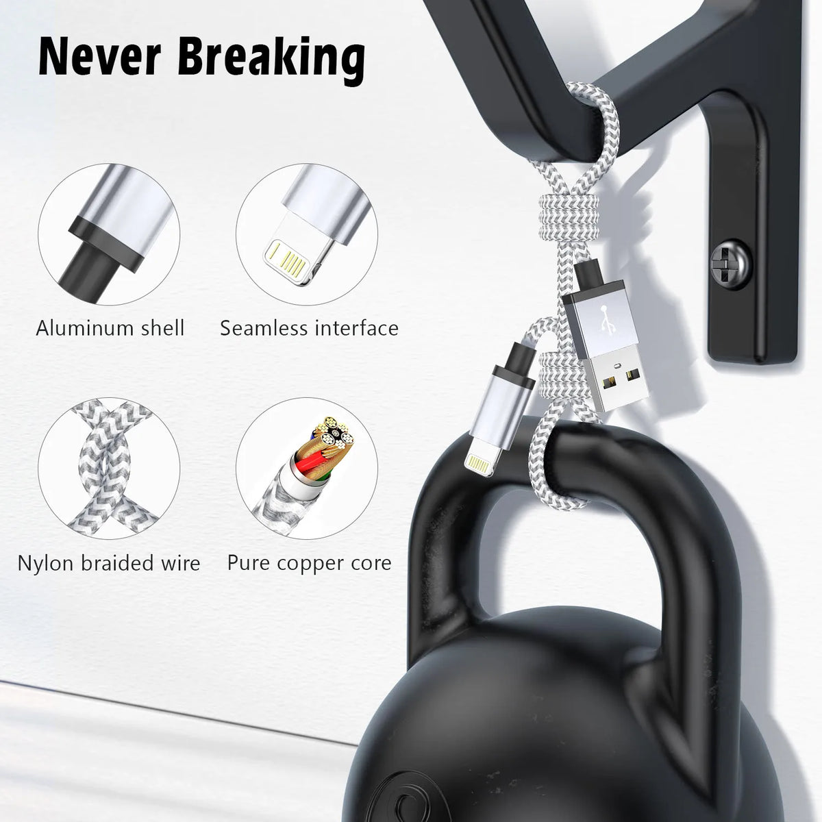 ⌁ USB-C to Lightning Charging Cable