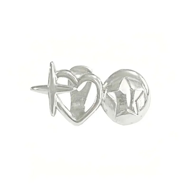 ♡ Silver-Tone Hollow Heart Tooth Caps