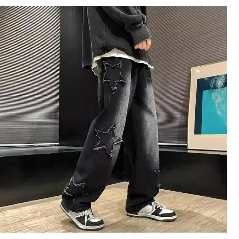 ☆ Star-Embroidered Men's Jeans