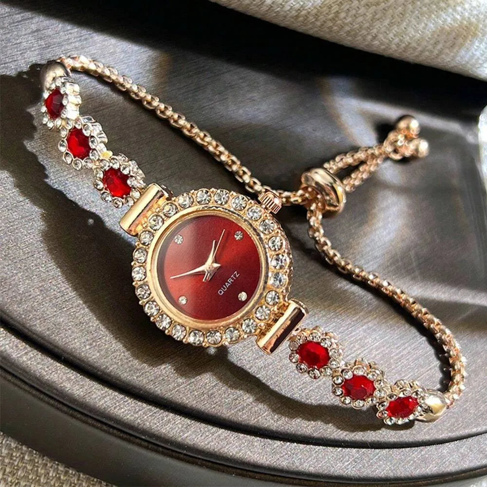 ✧ Rhinestone Flower Bracelet Watch