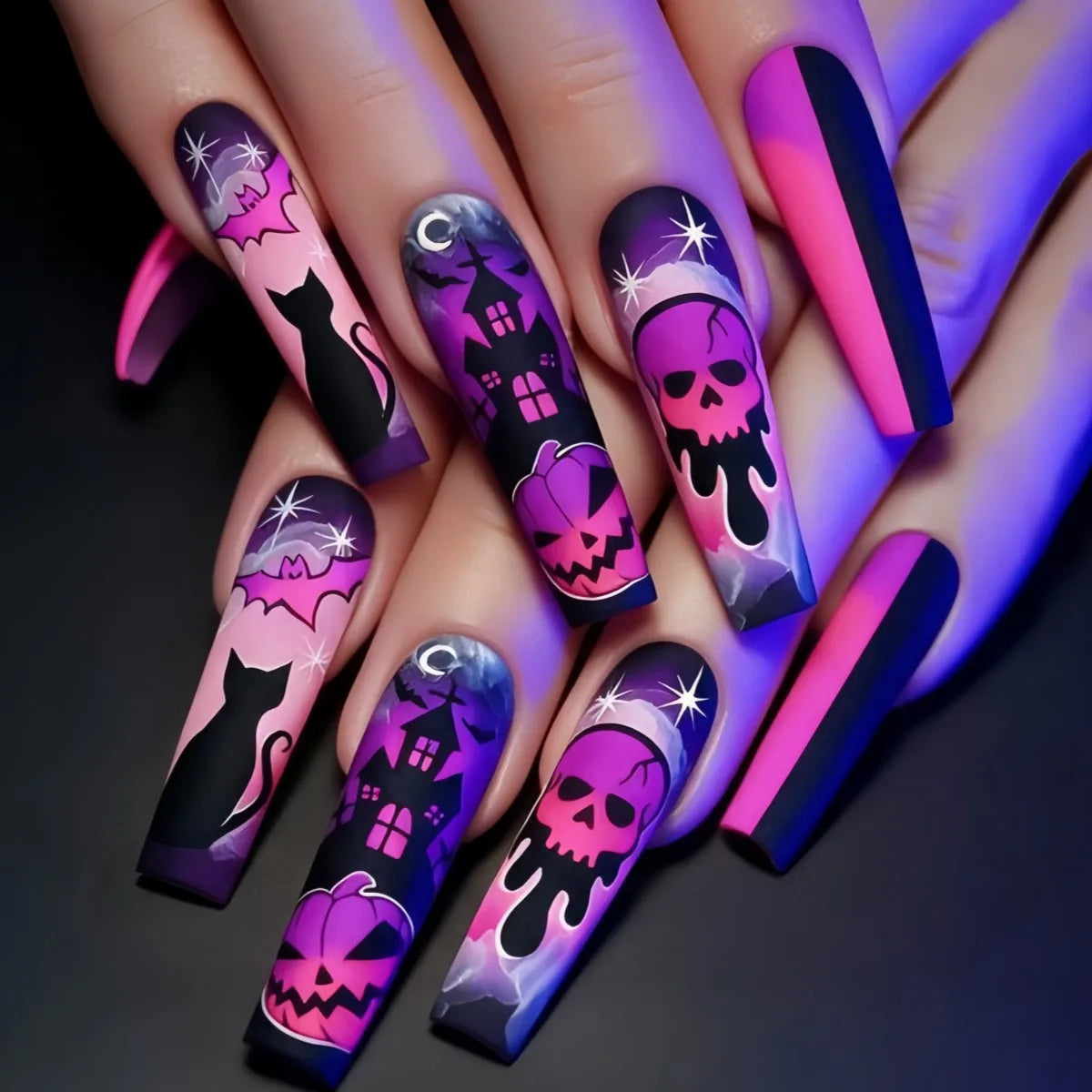 ♡ Glitter & Gothic Press-On Nails · 24 Pieces