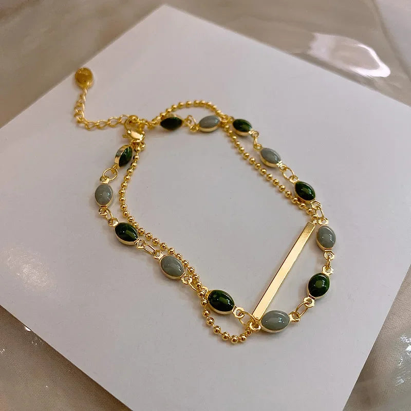 ✧ Double-Layer Crystal Charm Bracelet