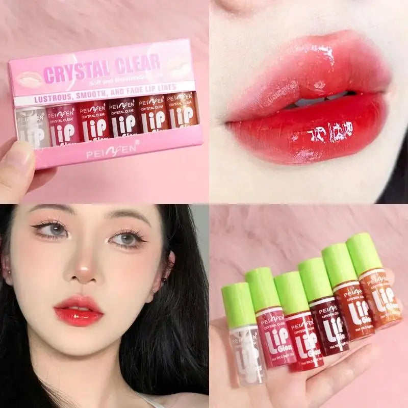 💄 6-Piece Glass Mirror Lip Gloss Set