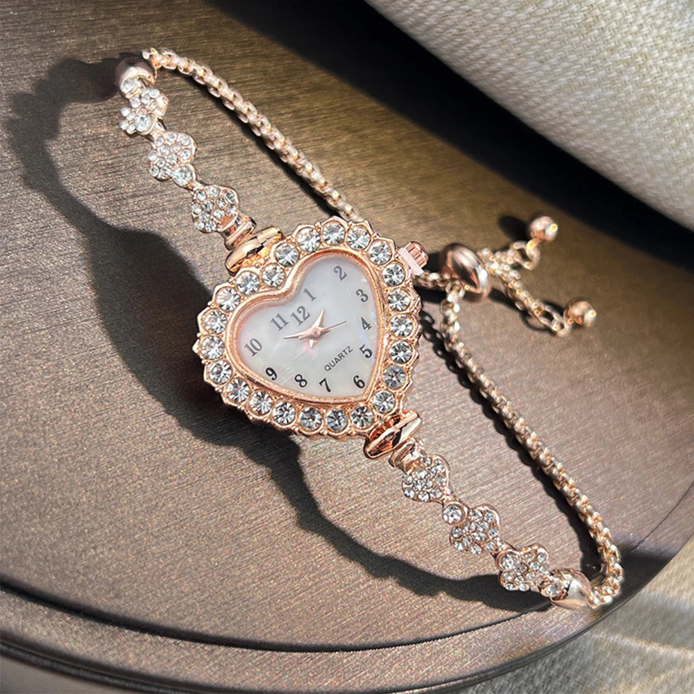 ♡ Heart-Shaped Rhinestone Watch