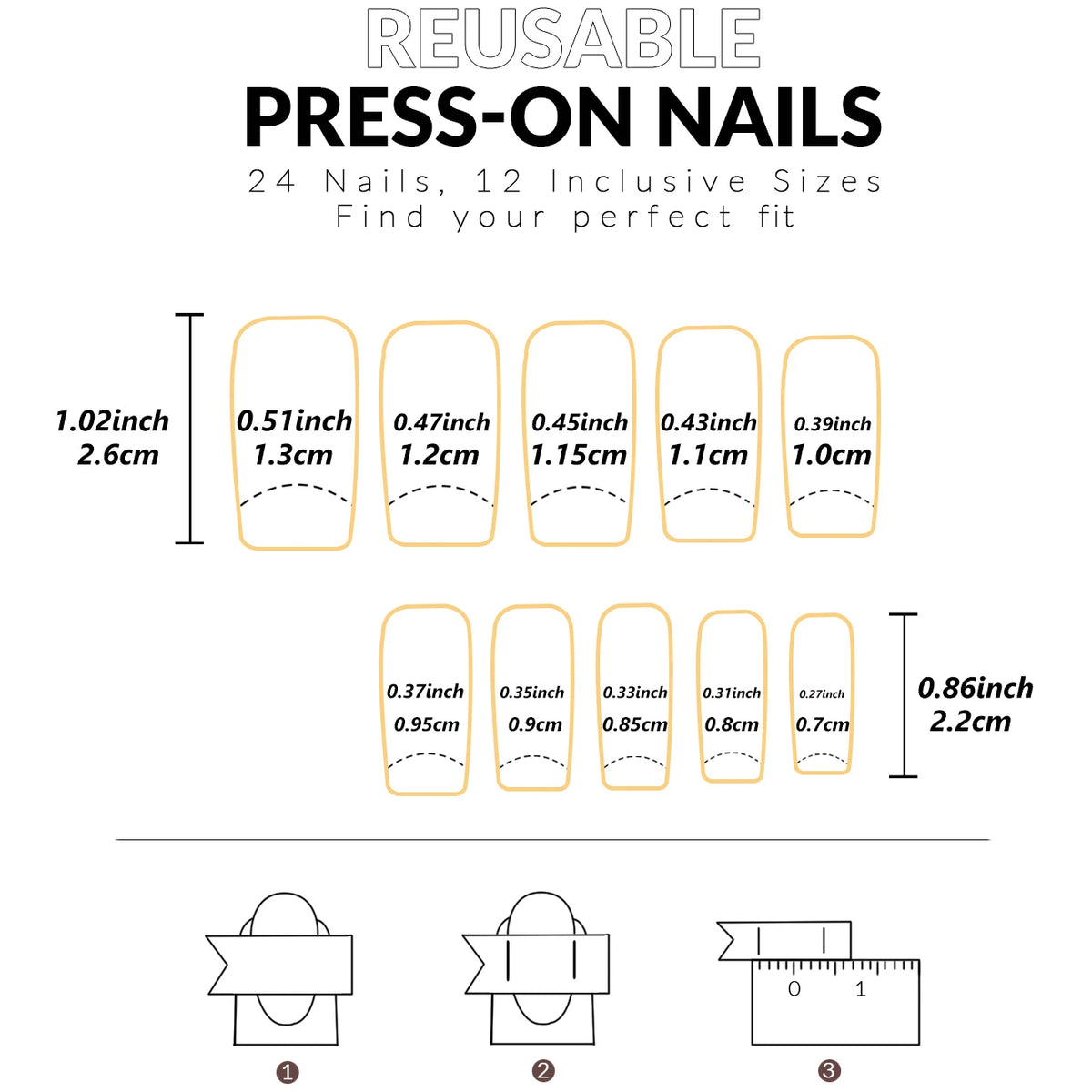 ♡ French-Style Finger & Toe Press-On Nails · 48 Pieces
