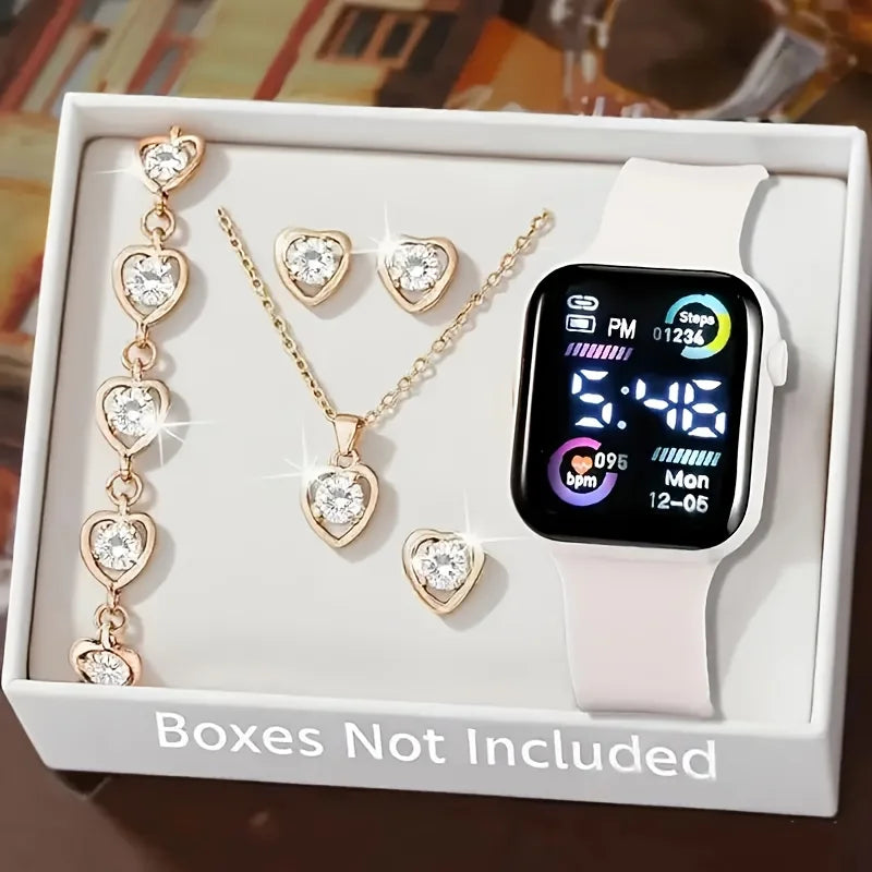 ⌚ 6-Piece Digital Watch & Jewelry Set