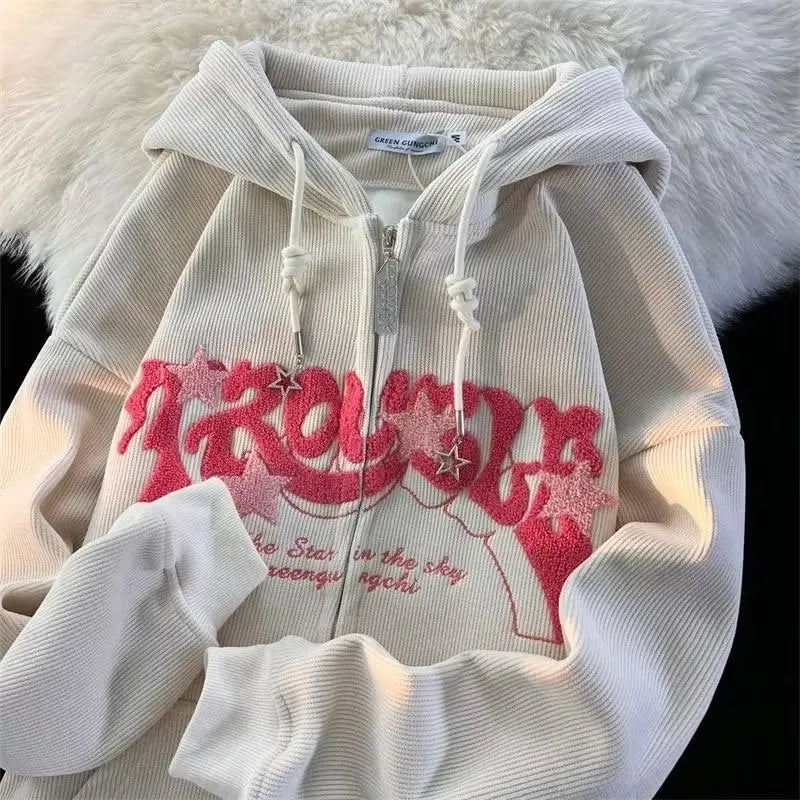 ✦ Embroidered Zip-Up Hoodie