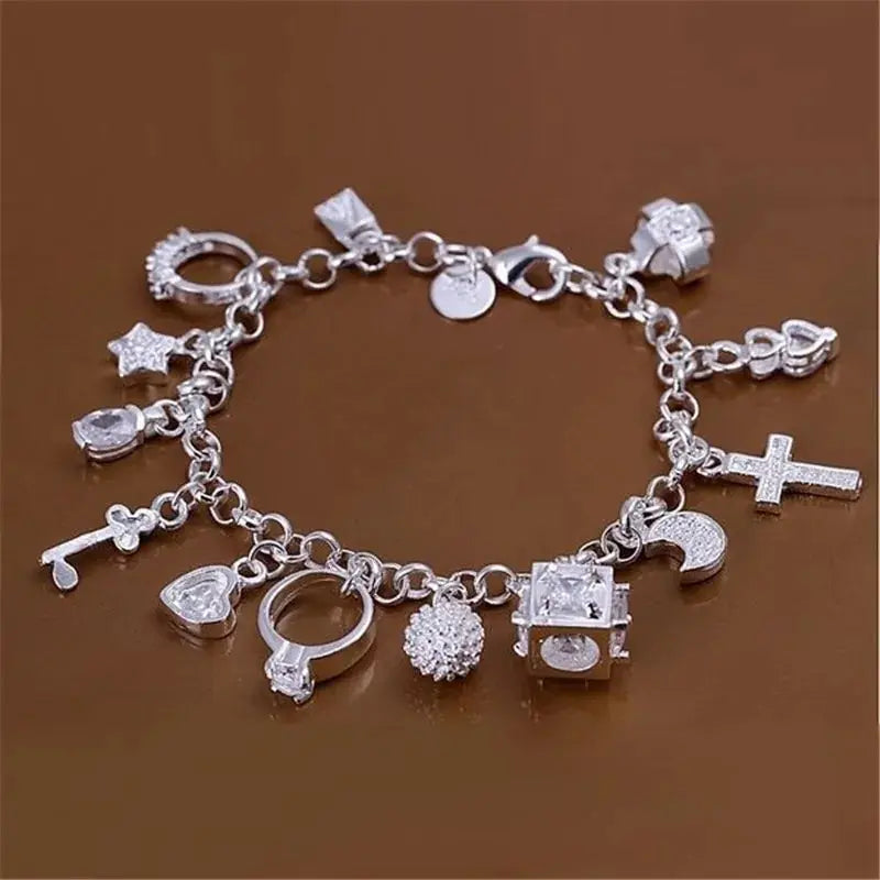 ✨ Silver-Tone 13-Charm Bracelet