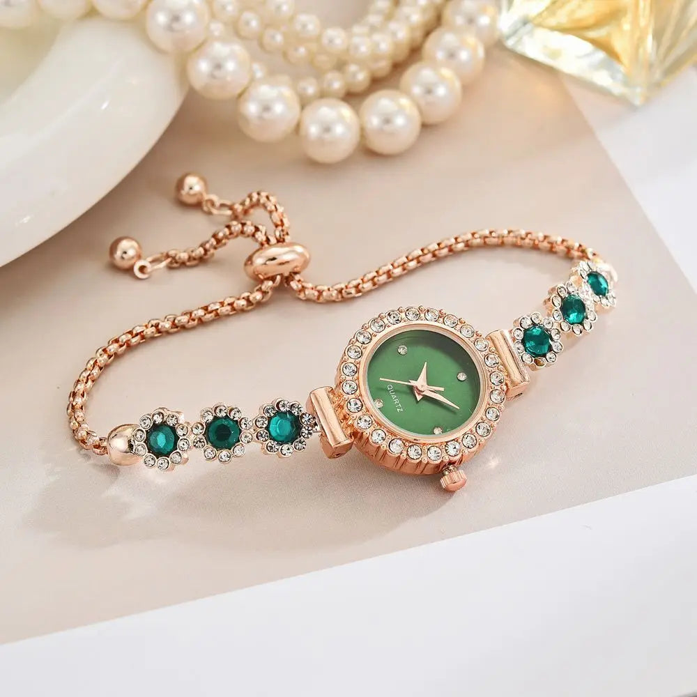 ✧ Rhinestone Flower Bracelet Watch