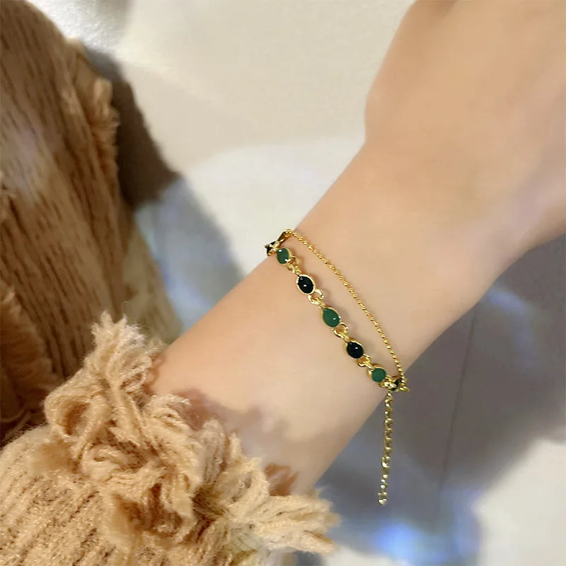 ✧ Double-Layer Crystal Charm Bracelet