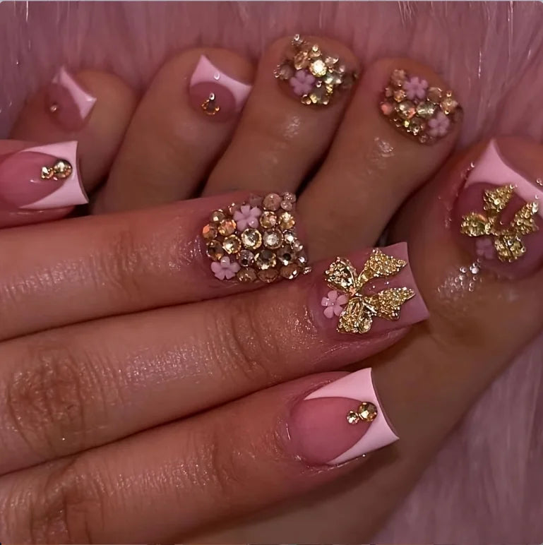 ♡ French-Style Finger & Toe Press-On Nails · 48 Pieces
