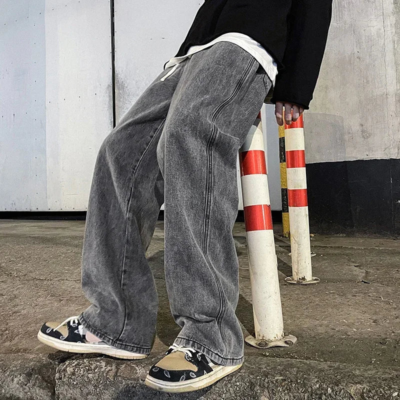 〆 Men's Loose Wide-Leg Jeans