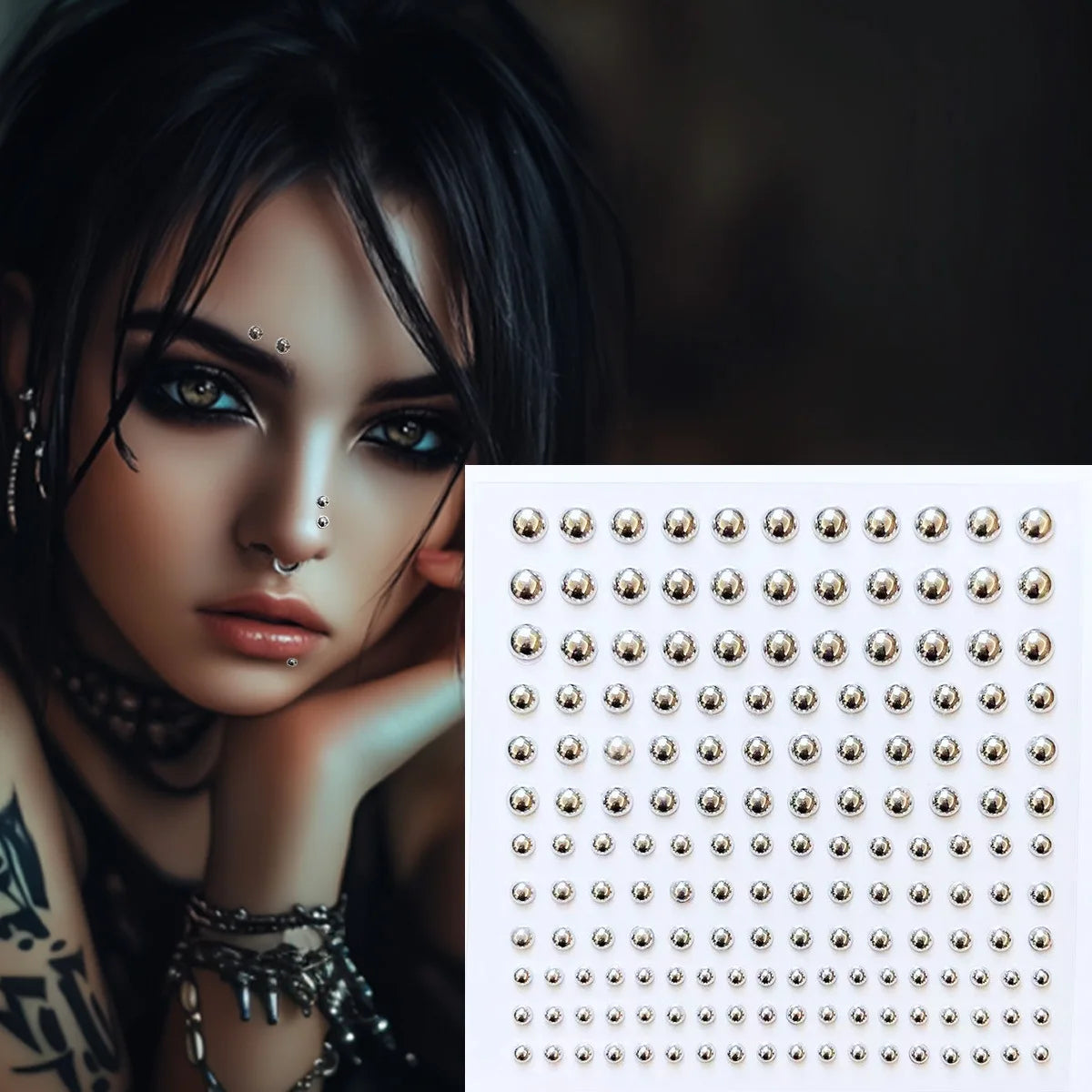 ✦ Faux Piercing Sticker Sheet · 165–180 pcs