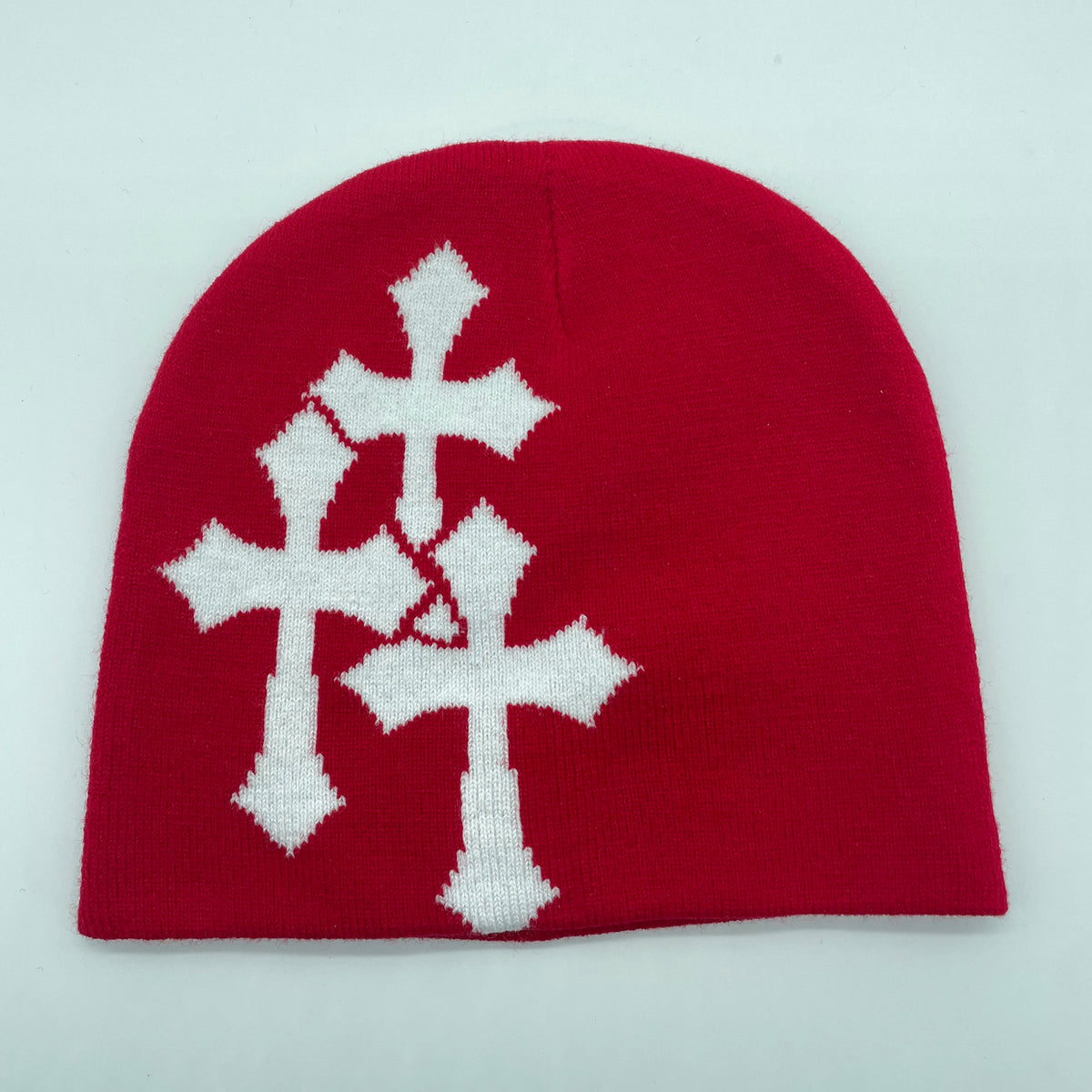✟ Crucifix Jacquard Knit Beanie