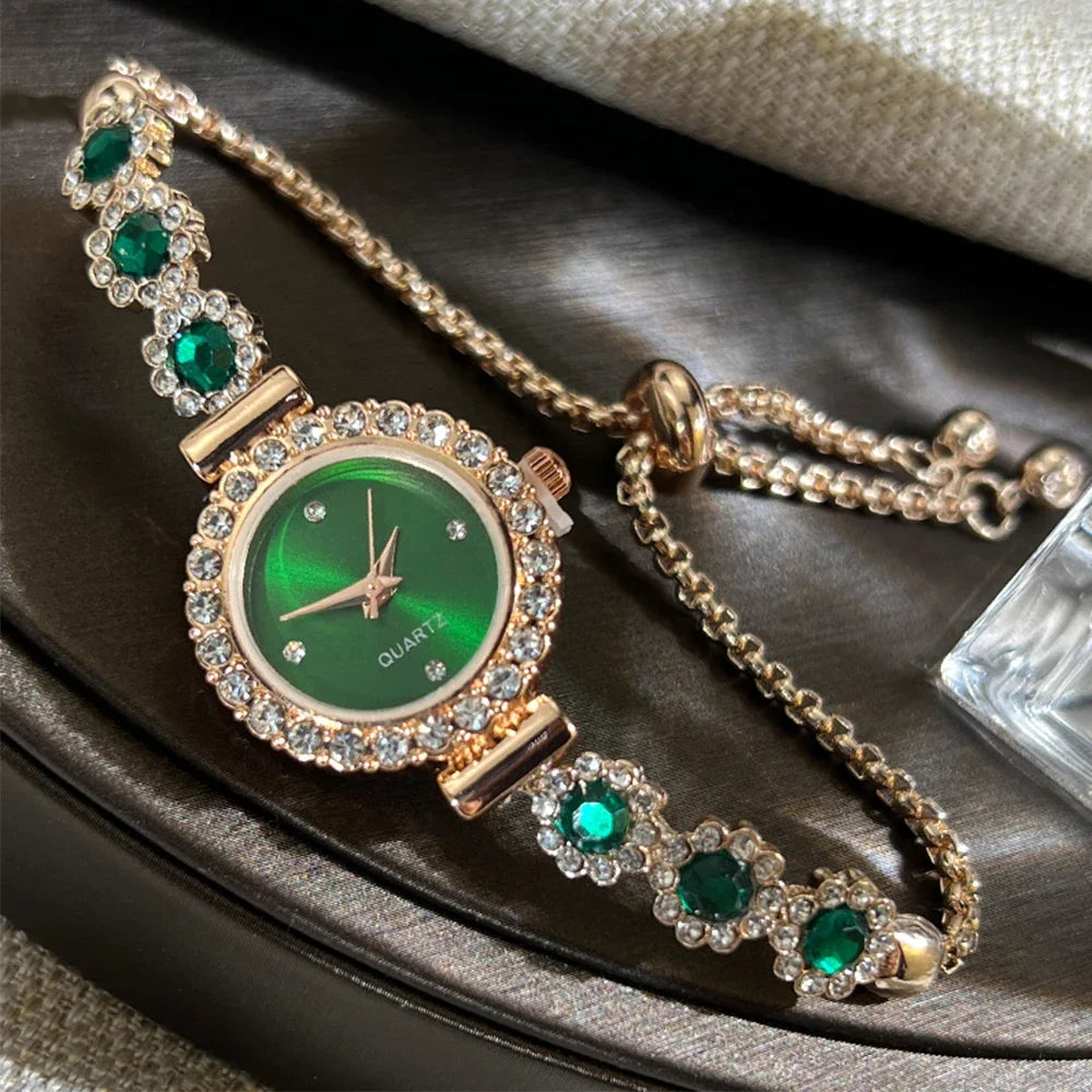 ✧ Rhinestone Flower Bracelet Watch