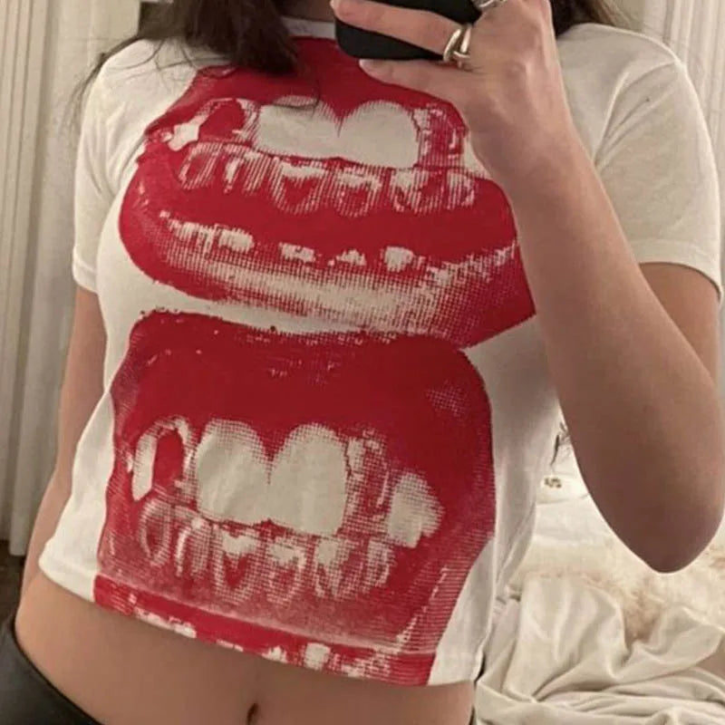 ♡ Y2K Gothic Baby Tee