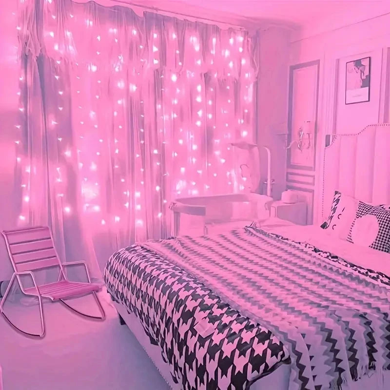 ✨ 8-Mode USB Curtain String Lights