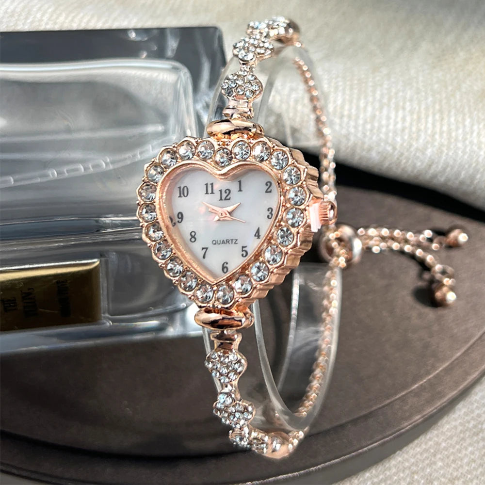 ♡ Heart-Shaped Rhinestone Watch
